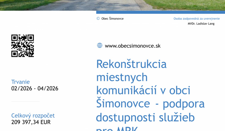 Fotka - Rekonštrukcia miestnych komunikácii v obci Šimonovce